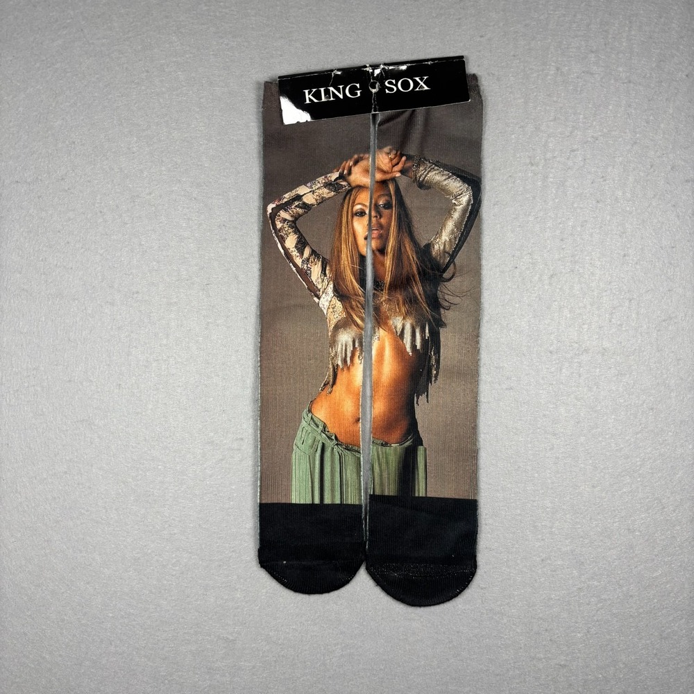 Vintage Beyoncé King Sox Graphic Novelty Crew Socks Rare Y2K Promo Merch OSFM